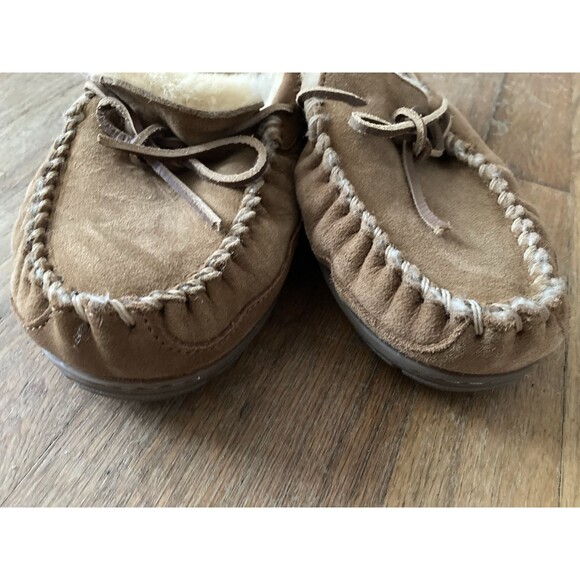 L.L.Bean Wicked Good Slippers Moccasins Men’s 9 WIDE Suede Tan Comfort Lounge - Picture 8 of 9